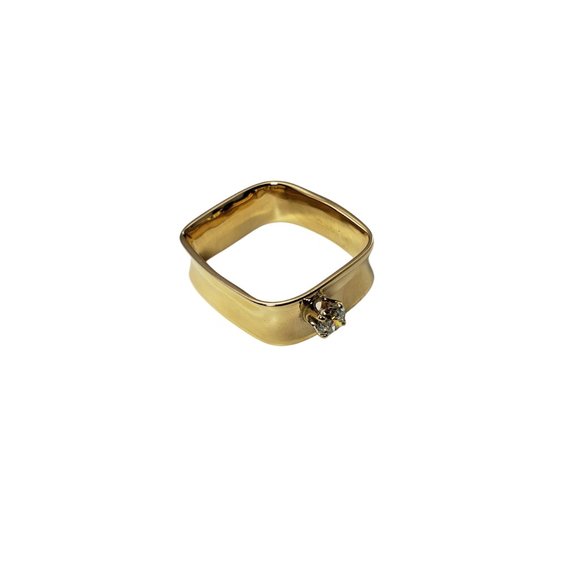 Vintage 14 Karat Yellow Gold and Diamond Square Ring Size 10 #12200 - Picture 5 of 8